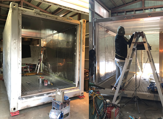 冷凍コンテナを冷蔵コンテナへ加工の写真